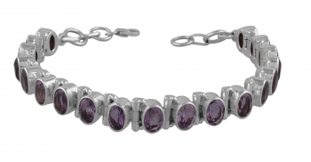 Pure silver purple amethyst bracelet jewelry