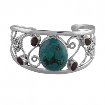 Pure silver turquoise cuff bracelet