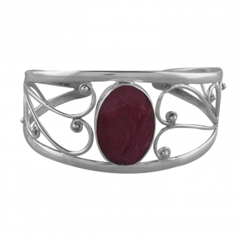 925 Sterling silver ruby quartz cuff bracelet