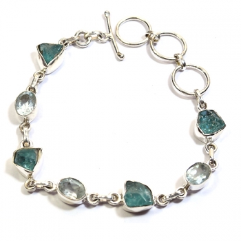 Pure silver blue apatite bracelet
