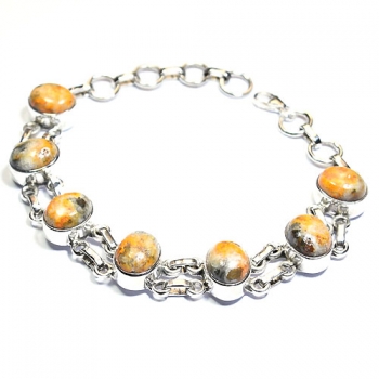 925 sterling silver bumble bee jasper bracelet