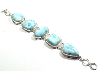 Pure silver blue larimar bracelet for women