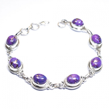 Purple copper turquoise sterling silver bracelet