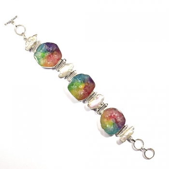 Rainbow solar quartz 925 silver bracelet