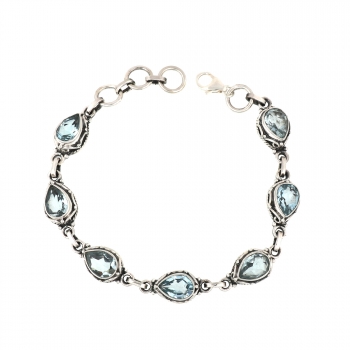 blue topaz unique design pure silver gemstone bracelet jewellery