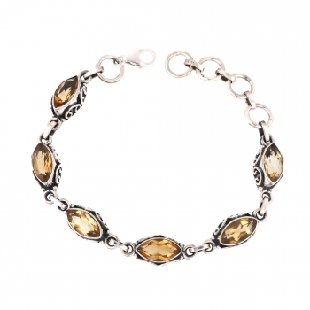 Yellow citrine latest design 925 sterling silver bracelet for women