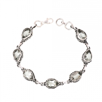 spiritual healing pure silver handmade Indian gemstone bracelet