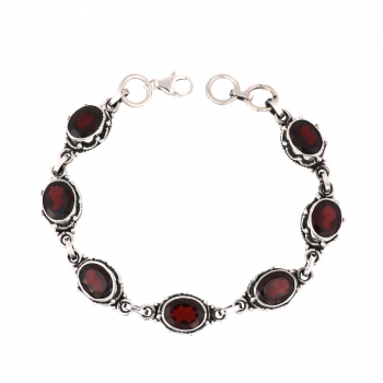 red garnet pure silver top design gemstone bracelet jewellery