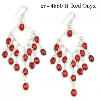 Best selling genuine silver top design red onyx Indian bezel earrings