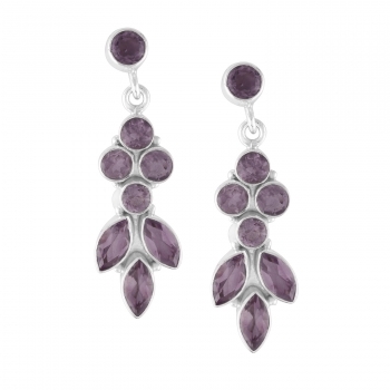 Pure silver purple amethyst high fashion earrings jewellery