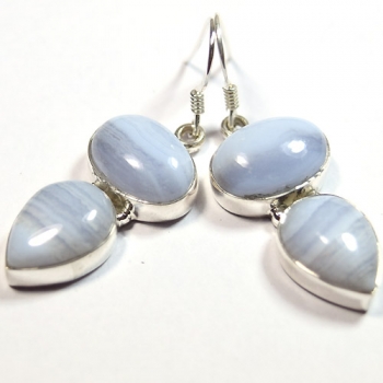 925 silver blue lace agate earrings
