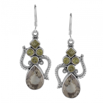 925 silver green amethyst peridot earrings