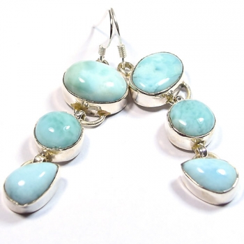 Authentic silver larimar earrings