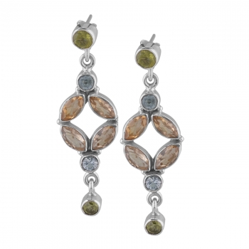 925 silver multi color stone earrings