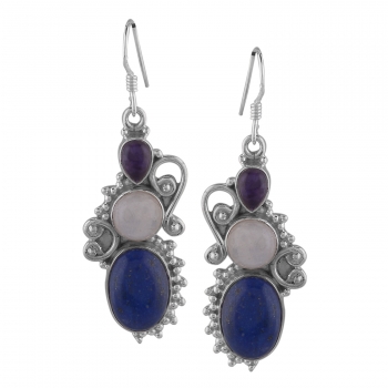 Sterling silver cabochon gemstone earrings