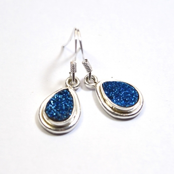 925 sterling silver blue druzy earrings