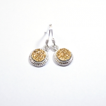 Pure silver gold druzy earrings