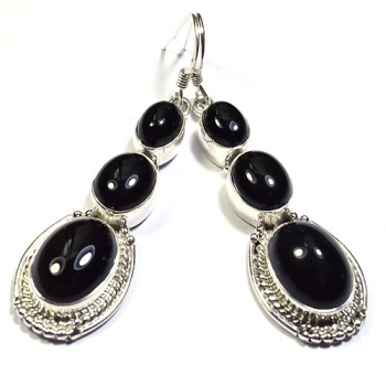 Pure silver black onyx earrings
