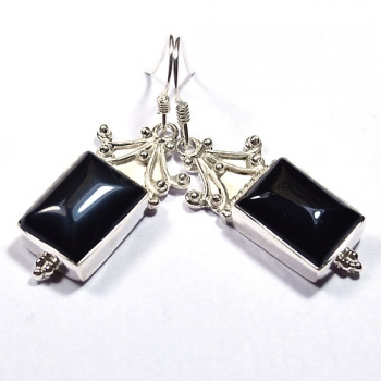 Authentic silver black onyx drop earrings