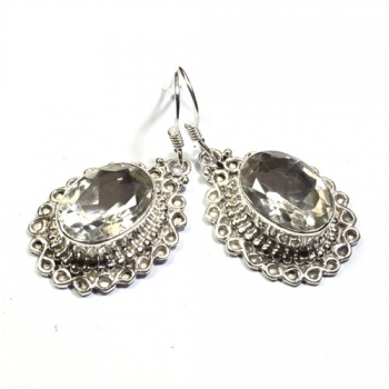 Pure silver clear crystal drop earrings