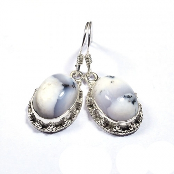 Semi precious gemstones solid silver drop earrings