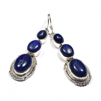Stunning design blue lapis lazuli silver earrings