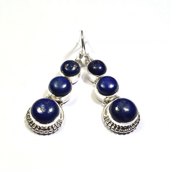 Handmade pure silver blue color dangle earrings