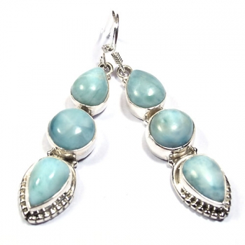 Blue larimar sterling silver dangle earrings