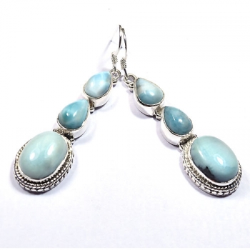 Solid silver blue gemstone fashion earrings 