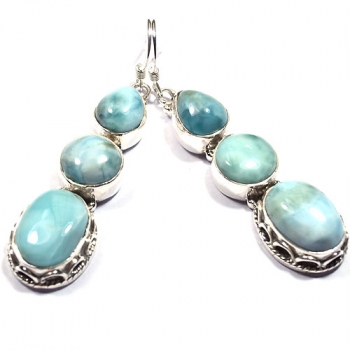 Blue larimar sterling silver dangle earrings