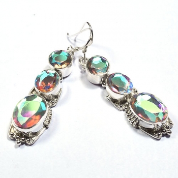 Mercury mystic topaz silver dangle earrings