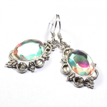 Genuine silver mercury topaz drop earrings 
