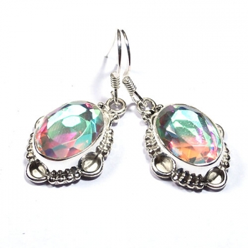925 silver earrings with mercury mystic topaz