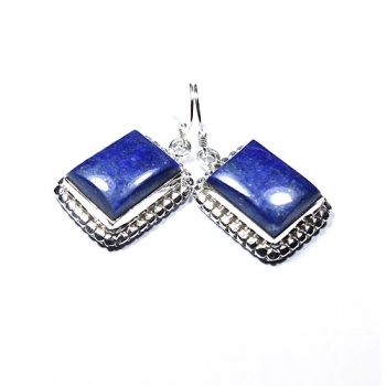 925 sterling silver blue lapis lazuli drop earrings for women