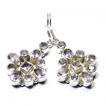 purple amethyst party wear 925 sterling silver fashion earrings for women