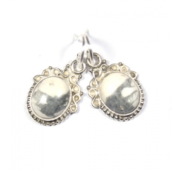 925 sterling silver white trendy howlite oval stone drop earrings 