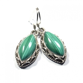Malachite gemstone marquise cut pure sterling silver fashion earrings for women 