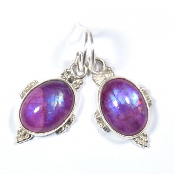 Pink moonstone pure silver handmade drop earrings jewelry