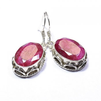 red stone 925 sterling silver everydaywear drop earrings