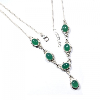 Green onyx top quality 925 sterling silver party wear necklace for girls