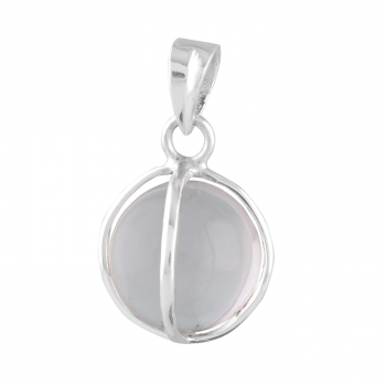 Spiritual healing clear crystal sphere 925 sterling silver cage pendant