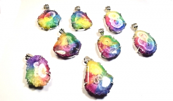 Rainbow druzy 925 silver pendants