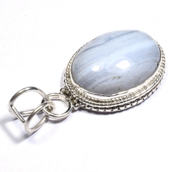 925 silver blue lace agate gemstone pendant