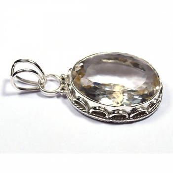 Natural clear crystal pure silver fashion pendant