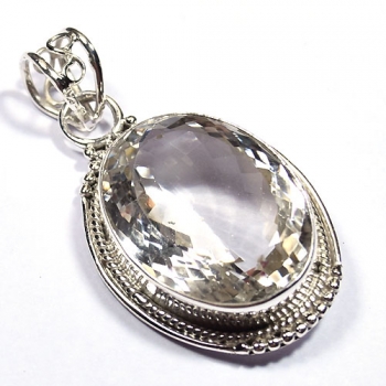 925 sterling silver clear crystal pendant