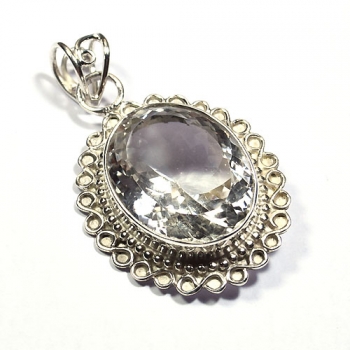 925 silver clear crystal gemstone pendant