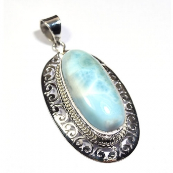 handmade silver blue larimar pendant