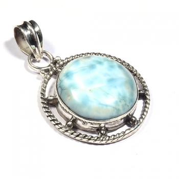 925 silver blue larimar gemstone pendant