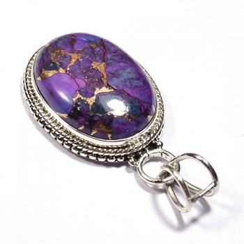 Purple copper turquoise stylish silver pendant