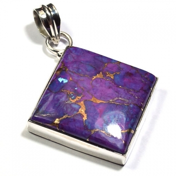 925 sterling silver purple copper turquoise pendant